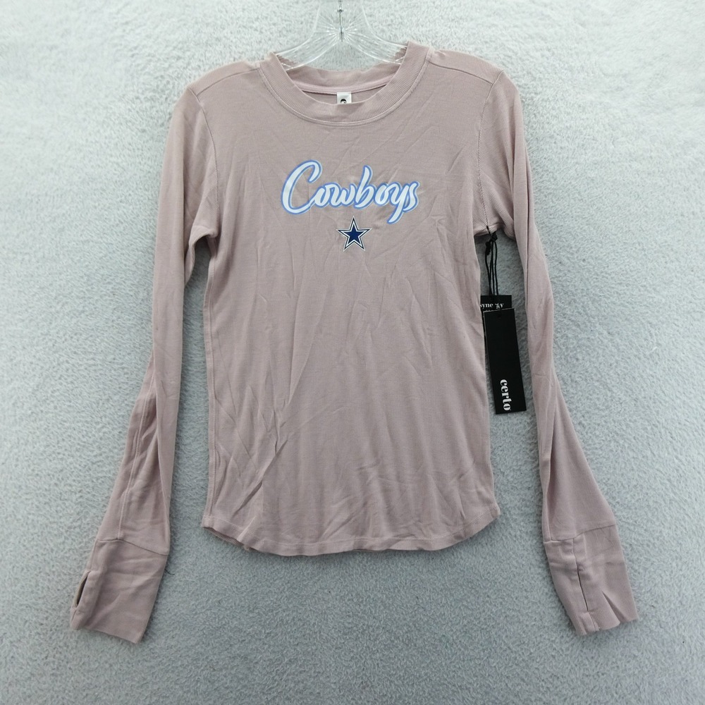 Certo Shirt Womens Small Dallas Cowboys Mauve Pink Ribbed Long Sleeve Thumbholes